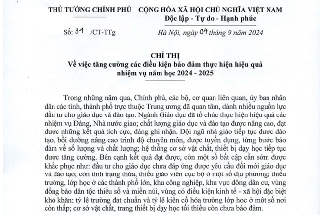 THỜI SỰ 21H30 ĐÊM 04/09/2024: Thủ tướng Chính phủ yêu cầu tăng cường các điều kiện bảo đảm thực hiện hiệu quả nhiệm vụ năm học 2024 – 2025.